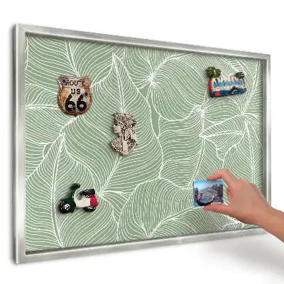 Panou magnetic înrămat cu motiv frunze verzi