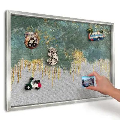Panou magnetic înrămat Abstracție turcoaz și galbenă