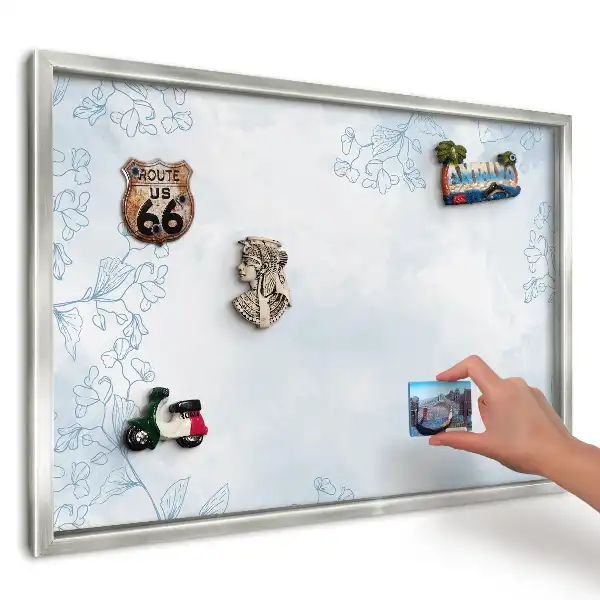 Panou magnetic înrămat cu model floral pastelat
