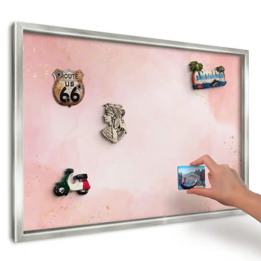 Panou magnetic înrămat Roz cu model delicat