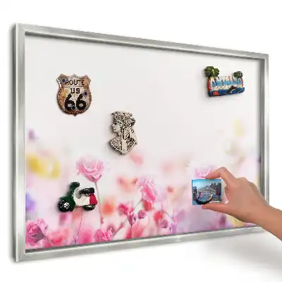 Tablă metalică de perete cu ramă Flori pastelate delicate