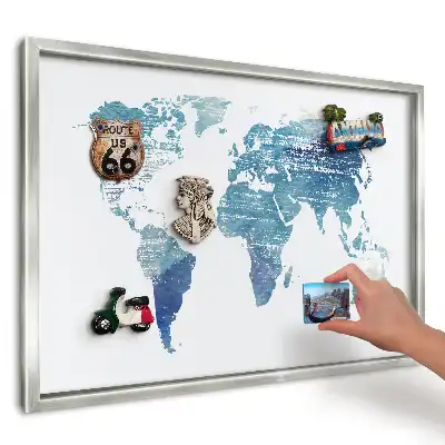 Panou magnetic cu ramă Hartă albastră în acuarelă