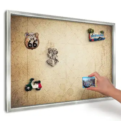 Panou magnetic înrămat cu hartă vintage Detalii calde