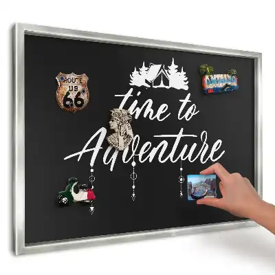 Tablă metalică de perete cu ramă Aventură în alb și negru