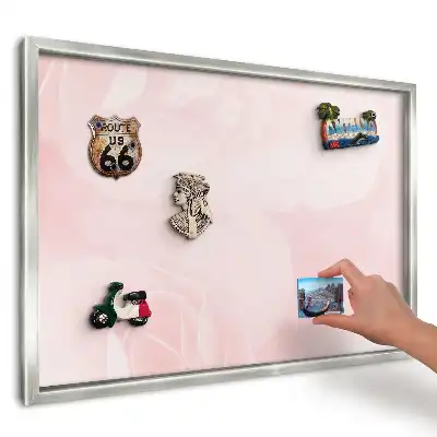 Tablă metalică de perete cu ramă decorată cu flori roz subtile
