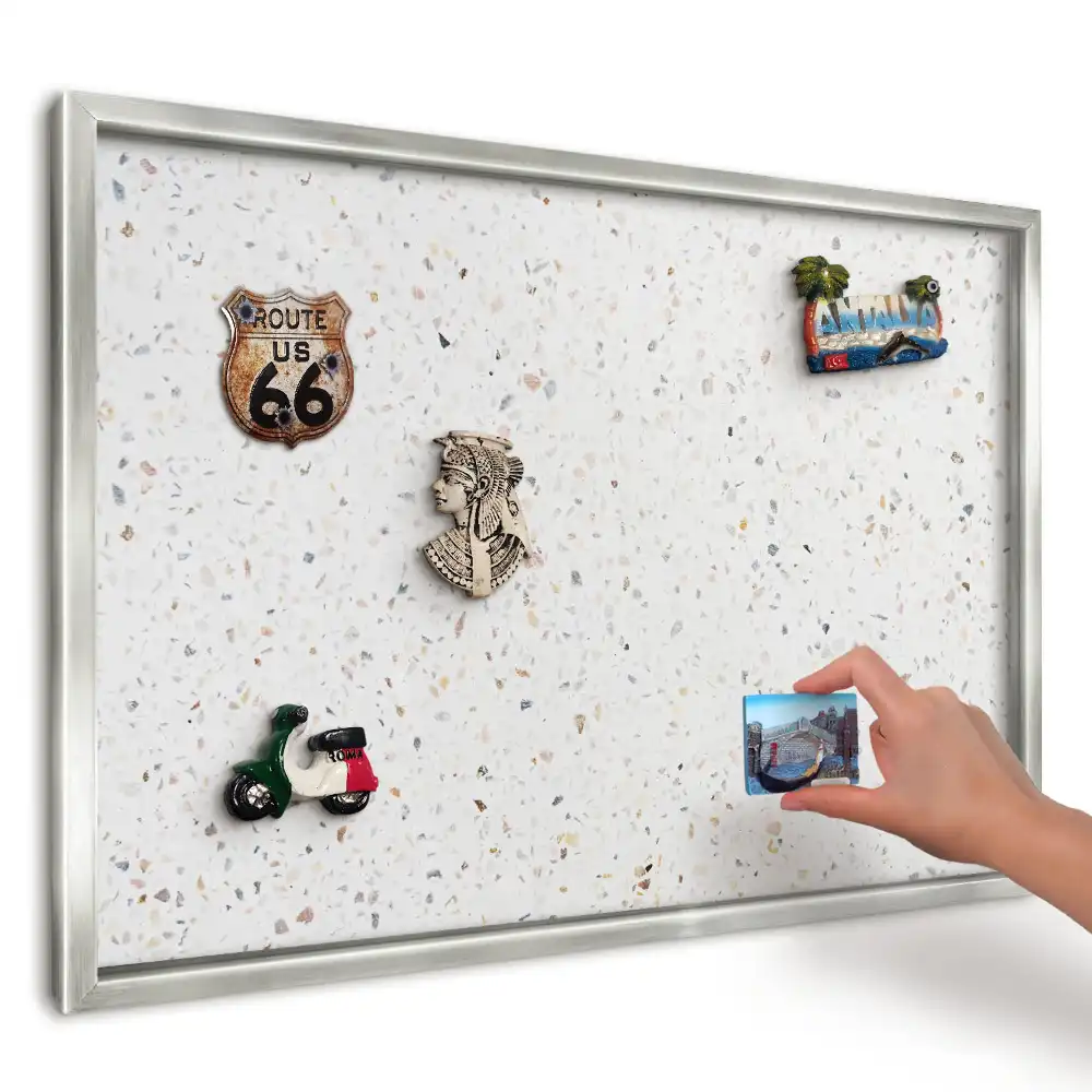 Tablă metalică de perete cu ramă Terrazzo modern și luminos
