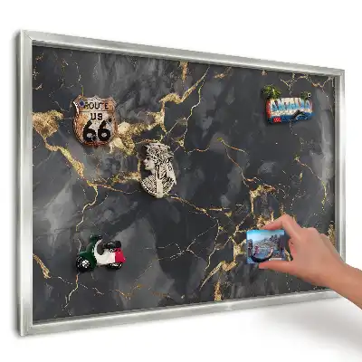 Panou magnetic înrămat cu model abstract negru și auriu
