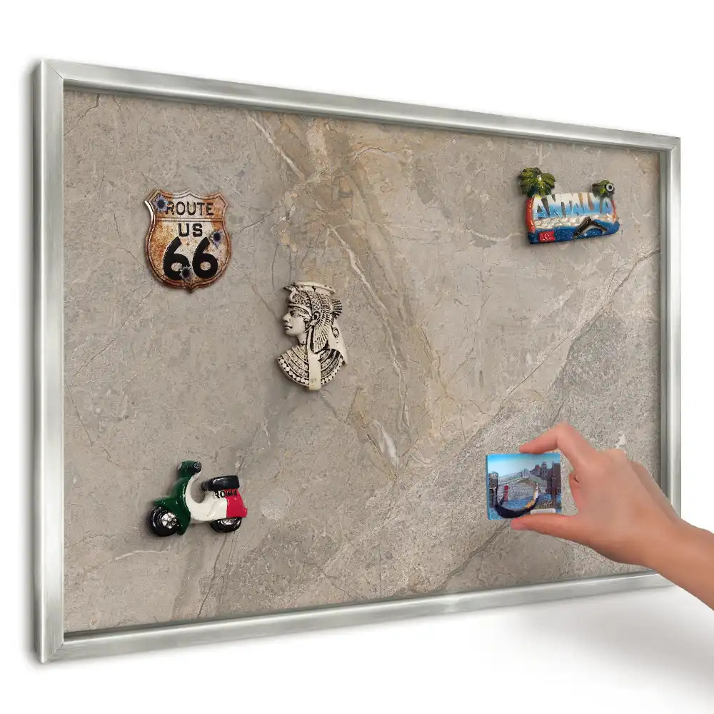 Panou magnetic înrămat cu model de piatră bej
