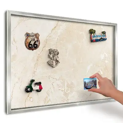 Tablă metalică de perete cu ramă decorată cu linii bej