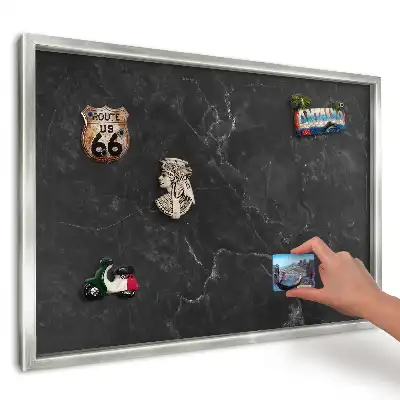 Panou magnetic înrămat cu textură neagră și vene albe