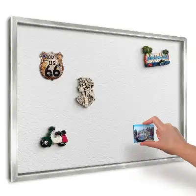 Panou magnetic înrămat cu textură de piele albă