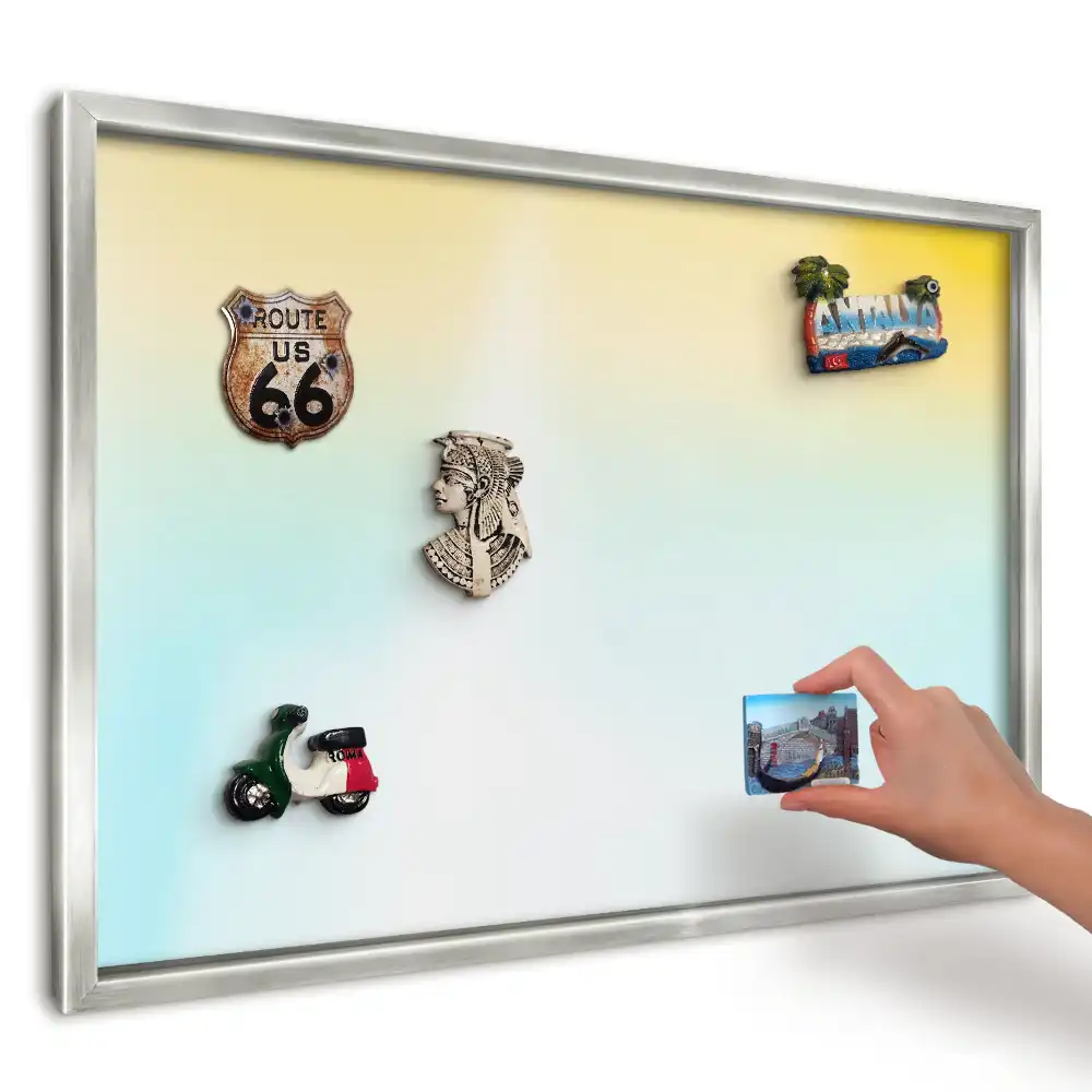 Panou magnetic înrămat cu design gradiente pastelate calme