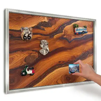 Panou magnetic înrămat cu textură de lemn maro