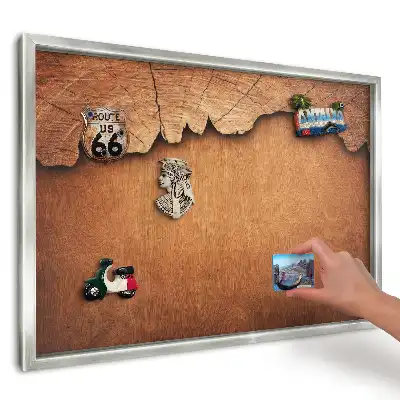 Panou magnetic înrămat cu textură de lemn maro cald