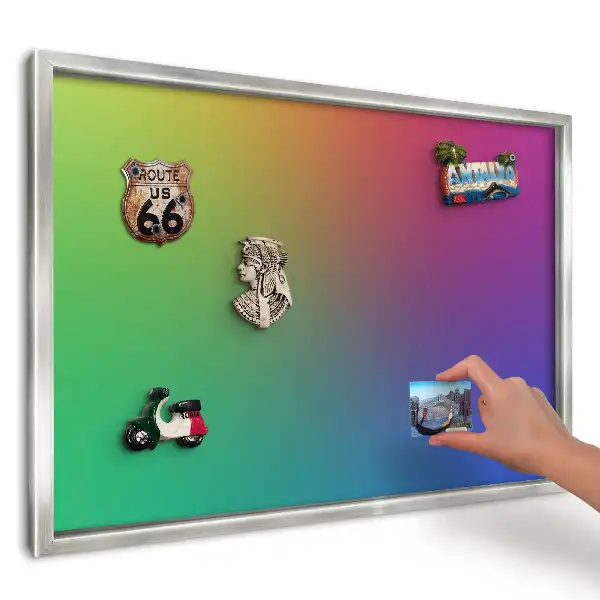 Tablă metalică de perete cu ramă model Gradient curcubeu intens