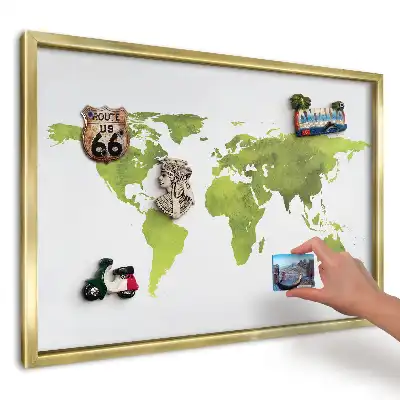 Tablă magnetică imprimată de perete Hartă verde în acuarelă