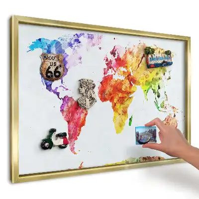 Panou din tablă pentru colecția de magneți Hartă colorată în acuarelă