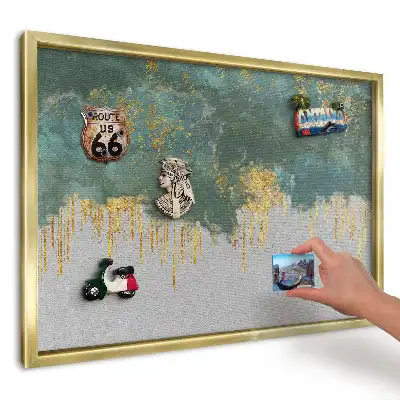 Panou din tablă pentru colecția de magneți Abstracție turcoaz și galbenă