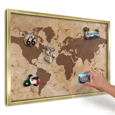 Panou din tablă pentru colecția de magneți Hartă bej și maro