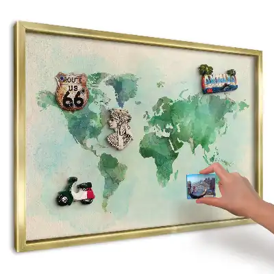 Tablă magnetică imprimată de perete Hartă verde în acuarelă