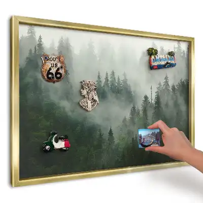 Panou din tablă pentru colecția de magneți Pădure verde și cețoasă