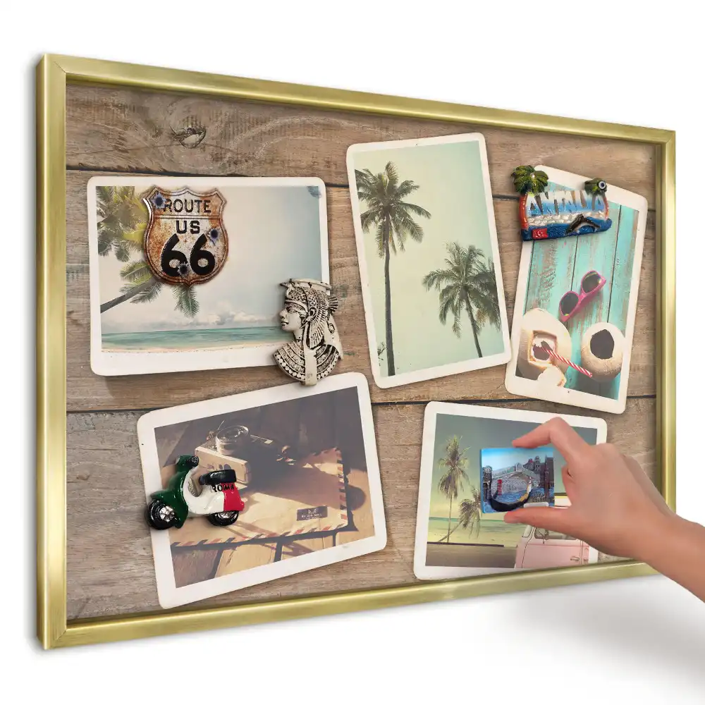 Tablă magnetică imprimată de perete Cărți poștale tropicale retro
