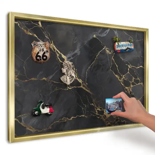 Panou din tablă pentru colecția de magneți Fundal închis, modele galbene