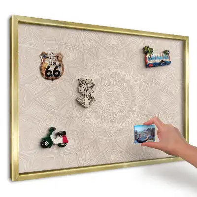 Tablă magnetică imprimată de perete Geometrie mandala crem