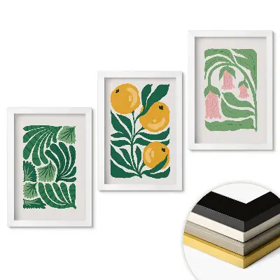 Set de 3 tablouri pentru dormitor cu inspirații de fructe în nuanțe de verde