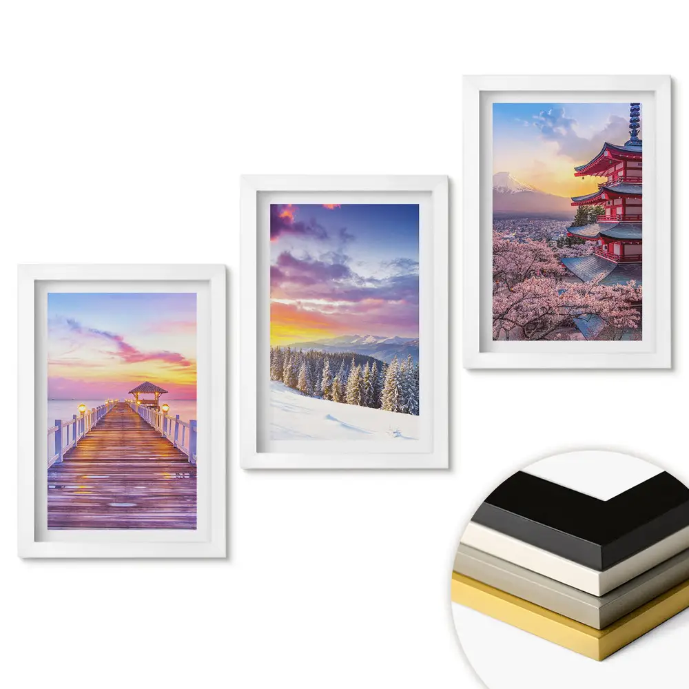 Set de 3 tablouri decorative pentru dormitor cu peisaje pitorești