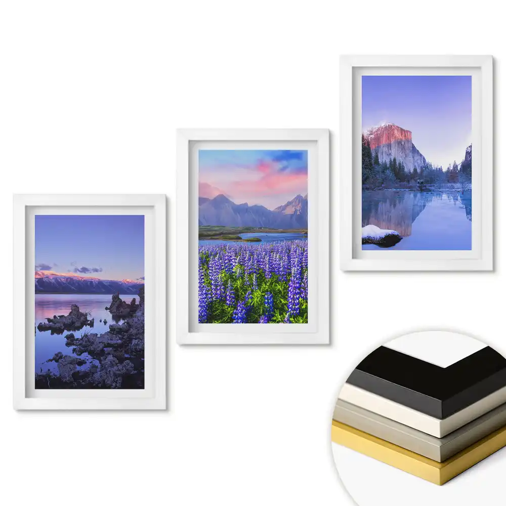 Set de 3 tablouri pentru dormitor cu peisaje naturale la diferite momente ale zilei