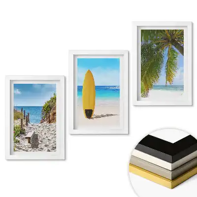 Set tablouri pentru living cu plaje paradisiace și surfing la soare
