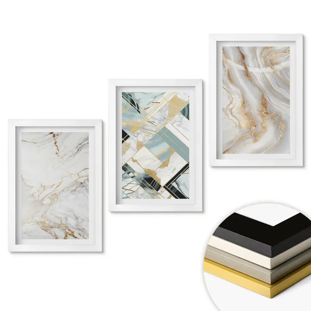 Set de tablouri pentru living cu design modern în stil marmură