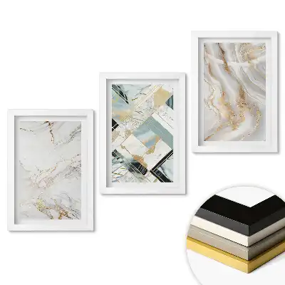 Set de tablouri pentru living cu design modern în stil marmură
