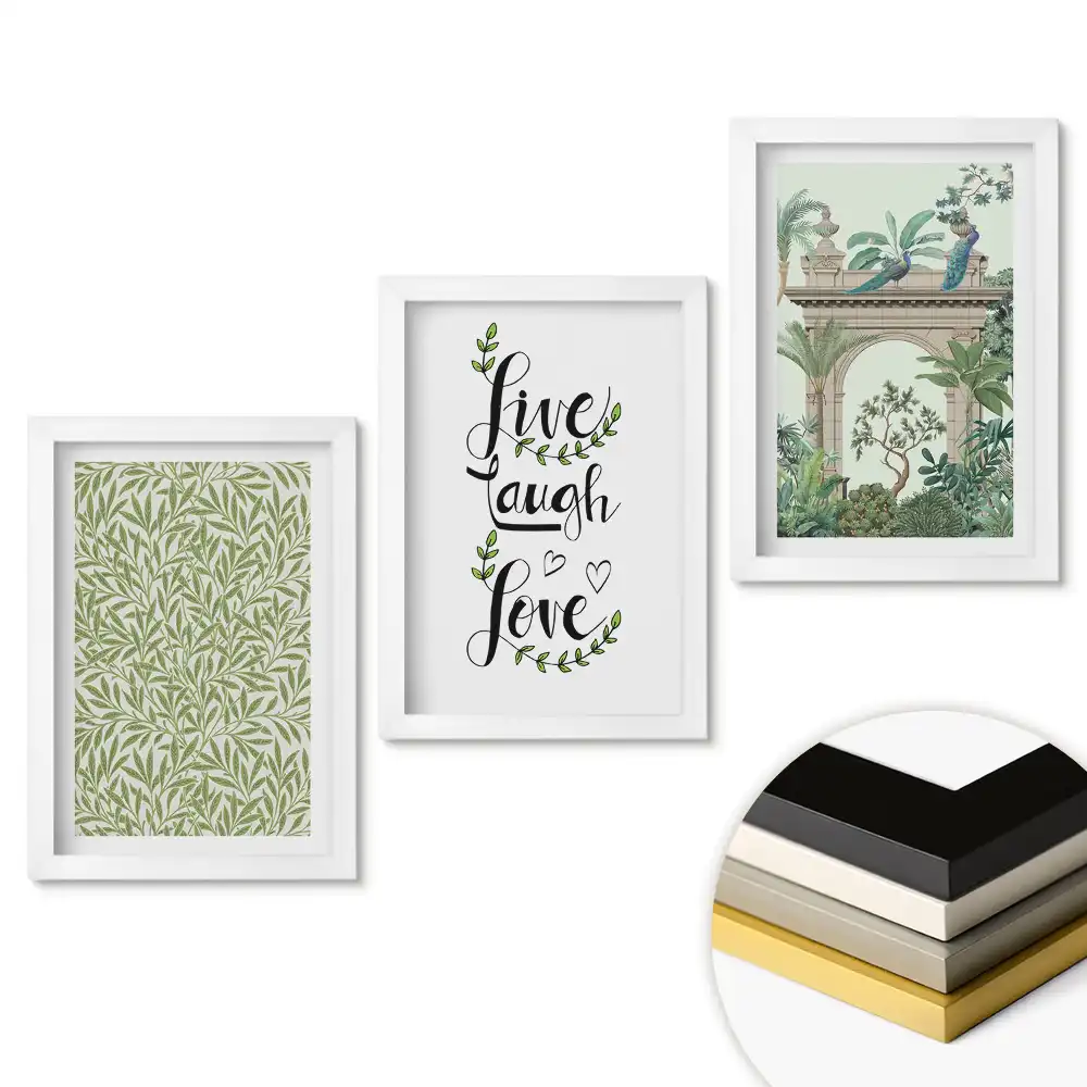 Set de tablouri pentru living cu motive inspirate din plante