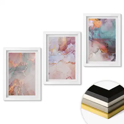 Set 3 tablouri pentru dormitor cu peisaje abstracte în nuanțe pastelate