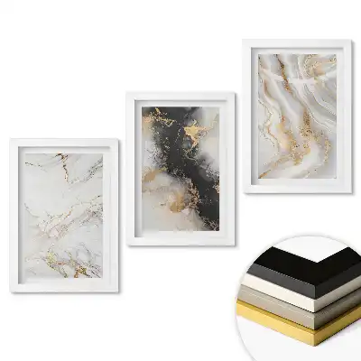 Set 3 tablouri pentru dormitor cu design abstract în nuanțe de marmură