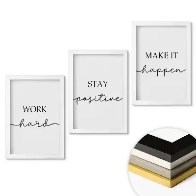 Set de tablouri pentru living cu sloganuri motivaționale pentru muncă și viață