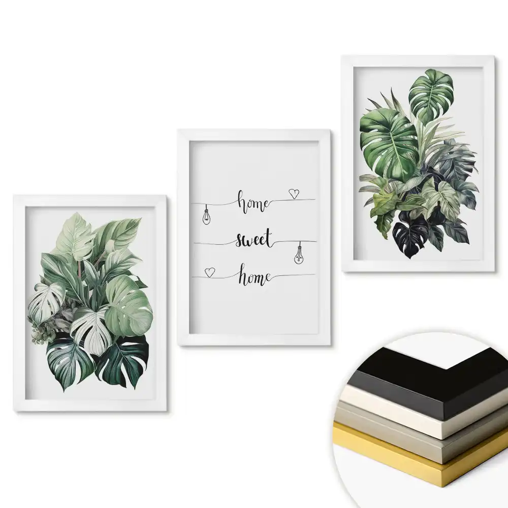 Set 3 tablouri pentru dormitor O oază verde
