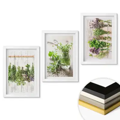 Set de 3 tablouri pentru dormitor cu fotografii cu ierburi rustice