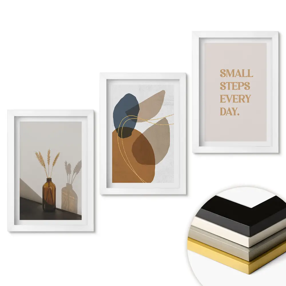 Set de 3 tablouri pentru dormitor cu grafică elegantă pentru un interior modern