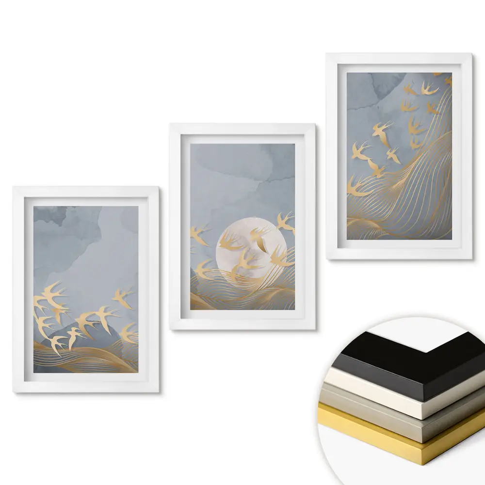 Set tablouri pentru living Păsările dansând cu luna