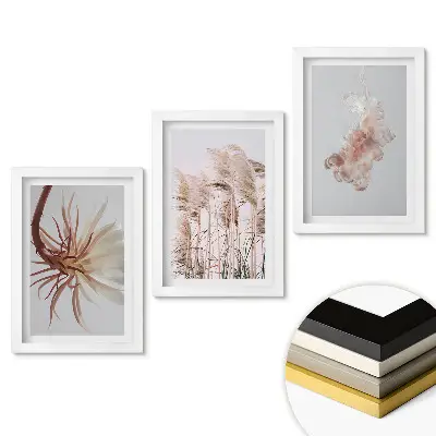 Set de 3 tablouri pentru dormitor cu grafică reprezentând frumusețea delicată a naturii