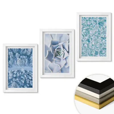 Set de tablouri pentru living cu peisaje de iarnă și flori delicate