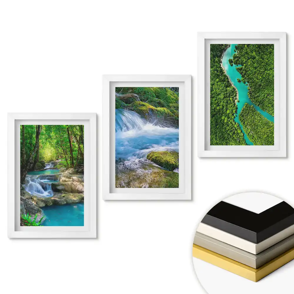Set 3 tablouri pentru dormitor Oaze verzi de natură și apă