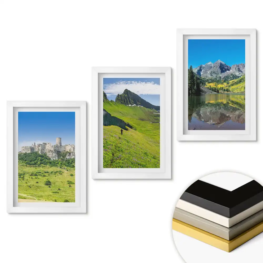 Set de tablouri pentru living cu peisaje pitorești din natură și istorie