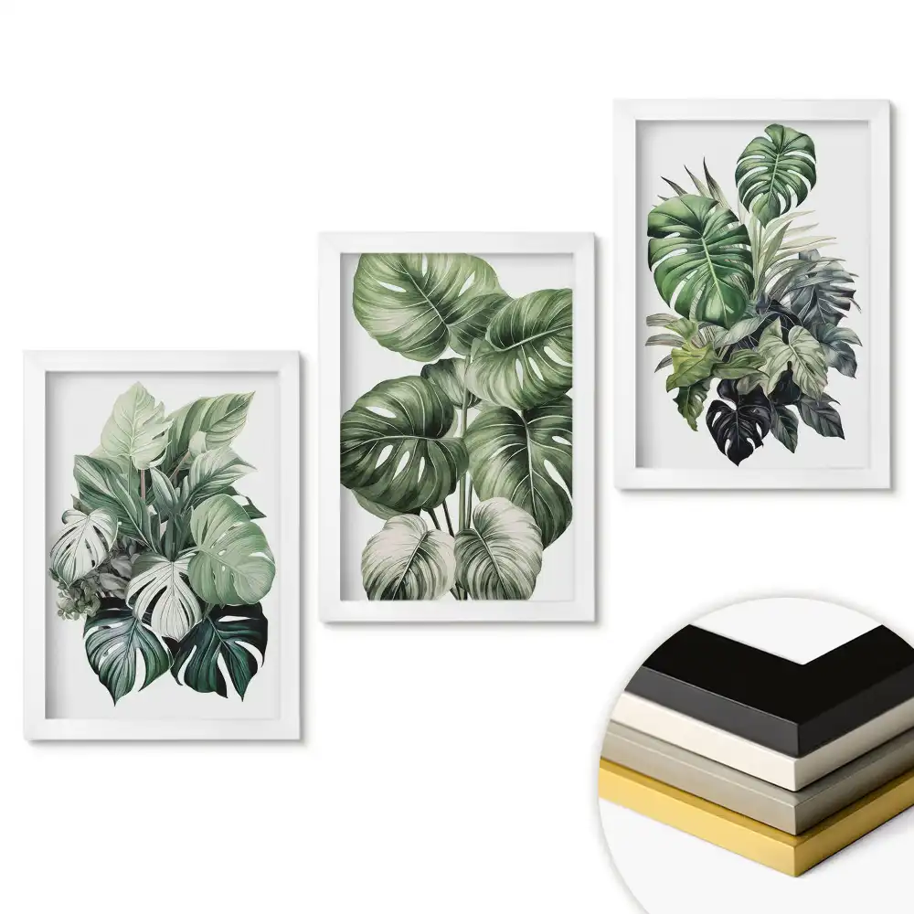 Set tablouri pentru living Oază Verde cu inspirații botanice