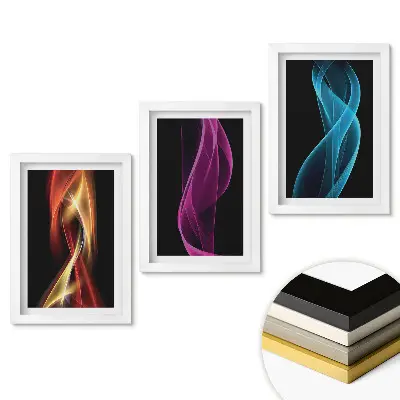 Set tablouri pentru living cu valuri colorate pe fundal negru