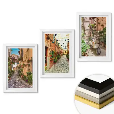 Set de tablouri pentru living Străzi fermecătoare pline de flori