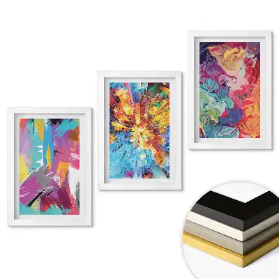 Set de tablouri pentru living Explozii colorate de artă abstractă